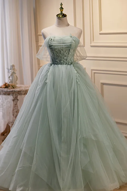 Elegant Green Strapless Evening Gown Off The Shoulder Tulle Prom Dresses Tulle Dress Blush Elegant Green Strapless Evening Gown Off The Shoulder Tulle Prom Dresses Tulle Dress Blush