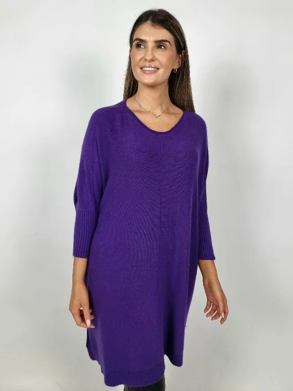 Alexandre Laurent Purple Kniited Sweater Sweater Dress Chic