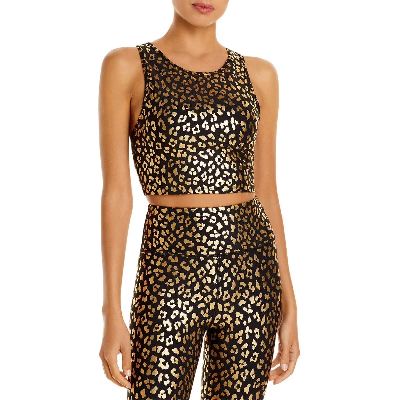Aqua Womens Longline Animal Print Padded Sports Bra Women’s Hoodie with Pockets