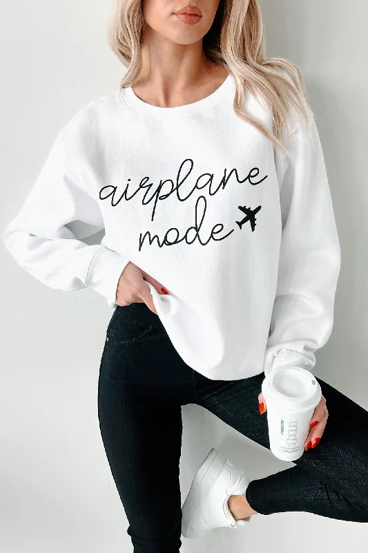 "Airplane Mode" Graphic Sweatshirt (White) Street Style Hoodies