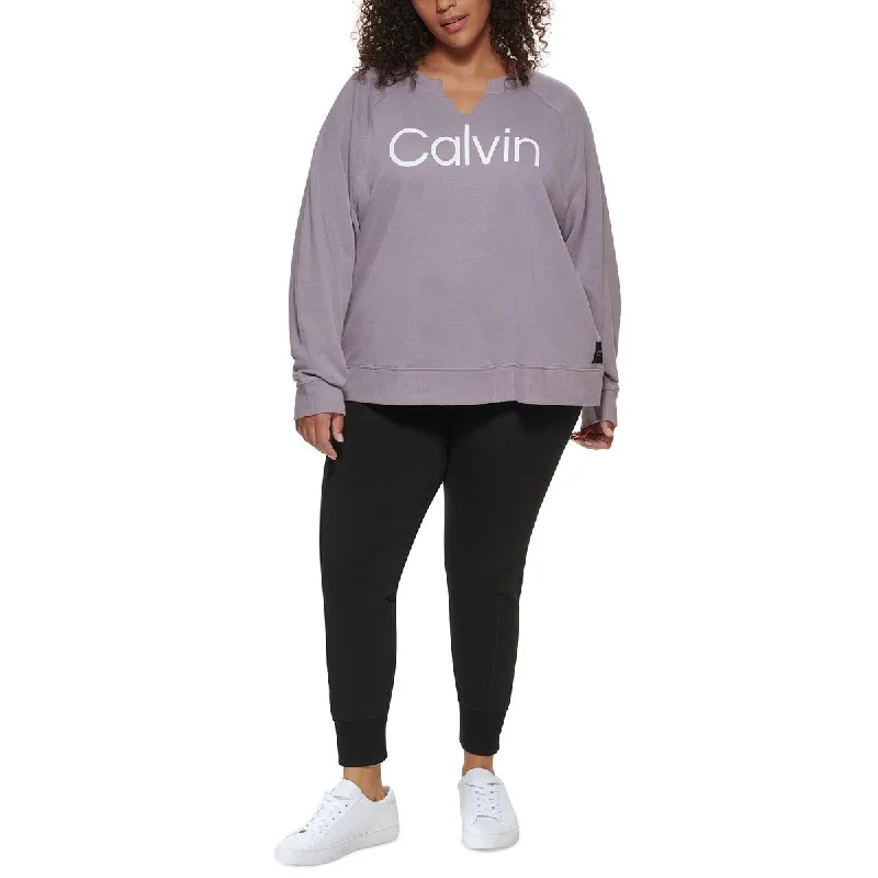 Calvin Klein Performance Womens Plus Fitness Activewear Sweatshirt Oversized Hoodies for Women