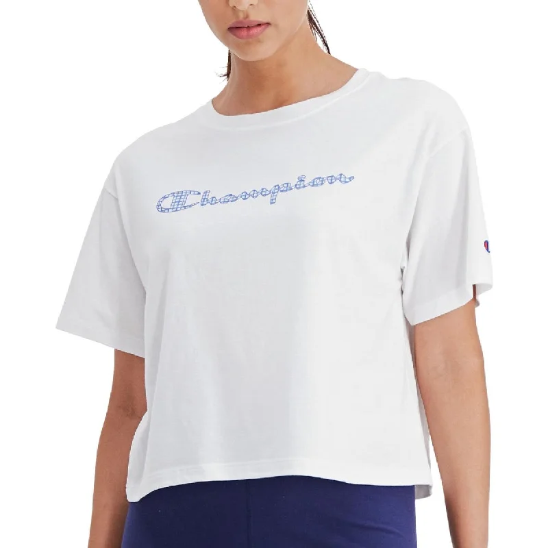 Champion Womens Cropped Graphic Pullover Top Zip-up Sweatshirt Look