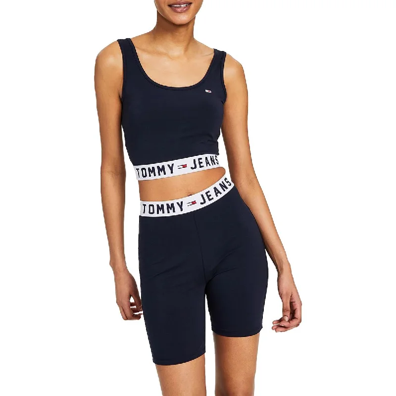 Tommy Jeans Womens Logo Stretch Crop Sports Bra Fashionable Sweatshirts for Women