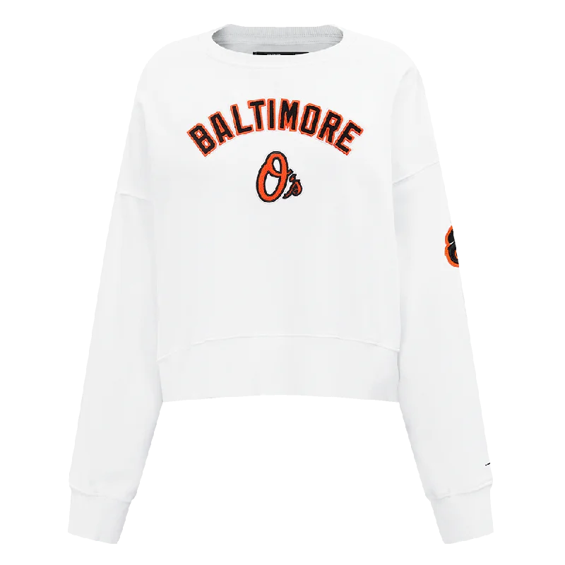 MLB BALTIMORE ORIOLES CLASSIC WOMEN'S FLC CREWNECK (WHITE)