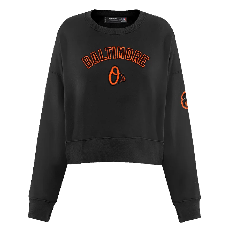 MLB BALTIMORE ORIOLES CLASSIC WOMEN'S FLC CREWNECK (BLACK)
