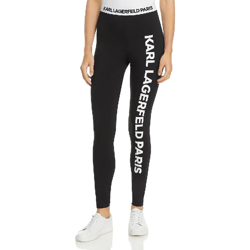 Karl Lagerfeld Paris Womens Running Activewear Athletic Leggings Fleece Zip-up Hoodie