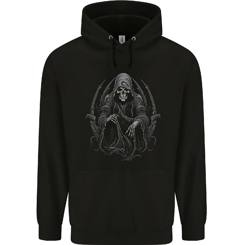 Grim Reaper Throne Skull Mens 80% Cotton Hoodie