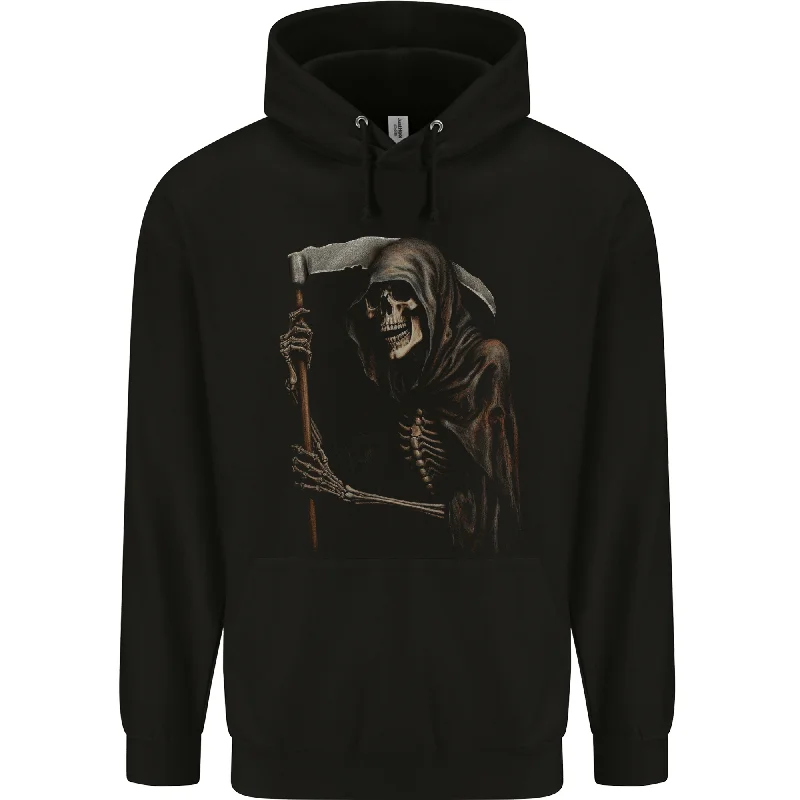 Grim Reaper Gothic Heavy Metal Skull Mens 80% Cotton Hoodie