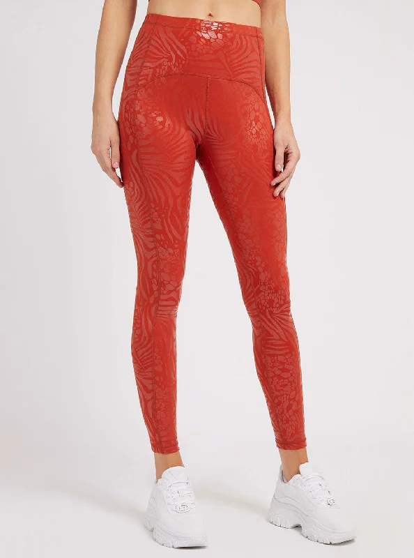 Red Deborah Active Leggings Cotton Hoodie Sweatshirt