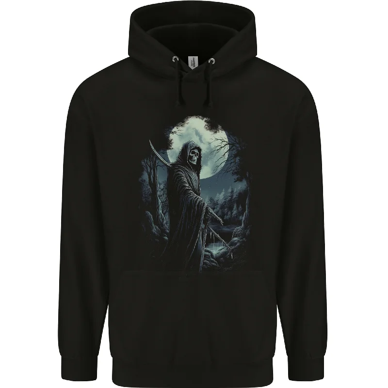 Grim Reaper Returning From Hell Skull Mens 80% Cotton Hoodie