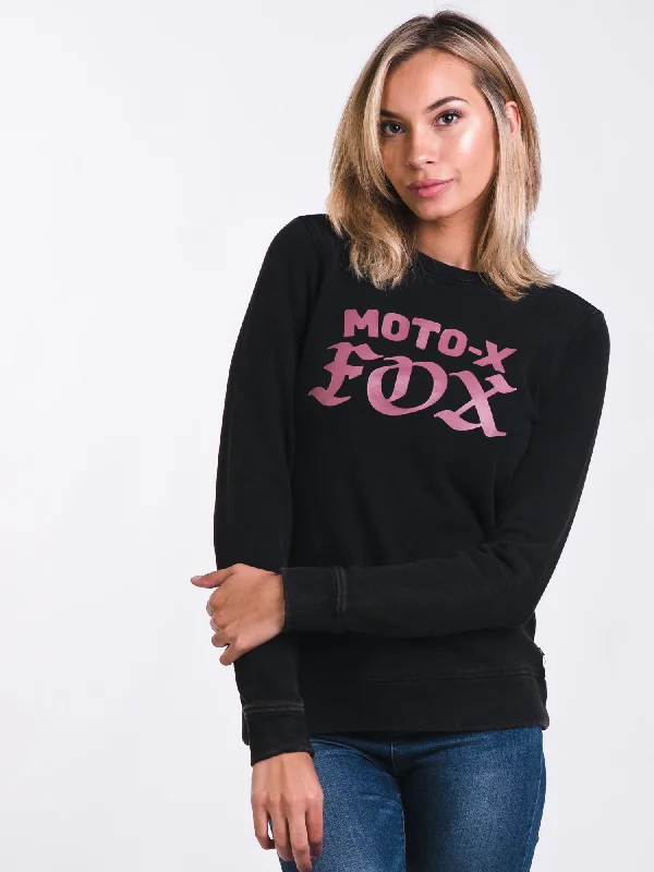 WOMENS MOTO X CREW LONG SLEEVE T-SHIRTEE - BLACK - CLEARANCE