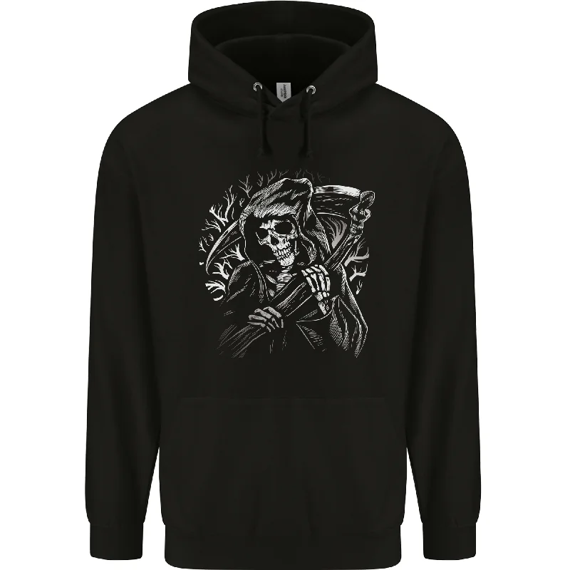 Grim Reaper Illustration Mens 80% Cotton Hoodie
