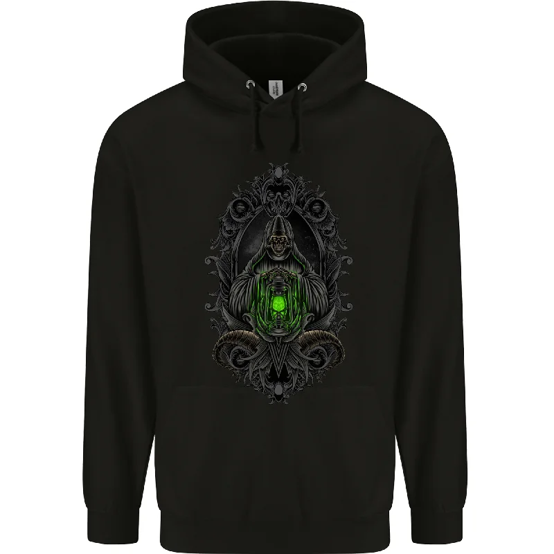 Grim Reaper Gothic Skull Heavy Metal Mens 80% Cotton Hoodie