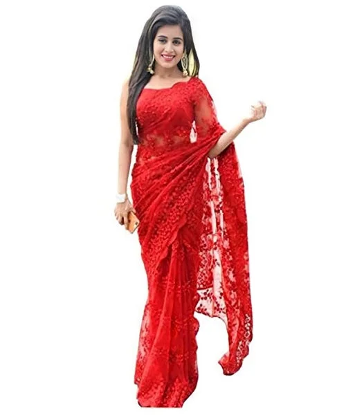 L97, Red Rose Luxury Party Wear  Saree, Size (XS-30 to L-38) Formal Wedding Dress