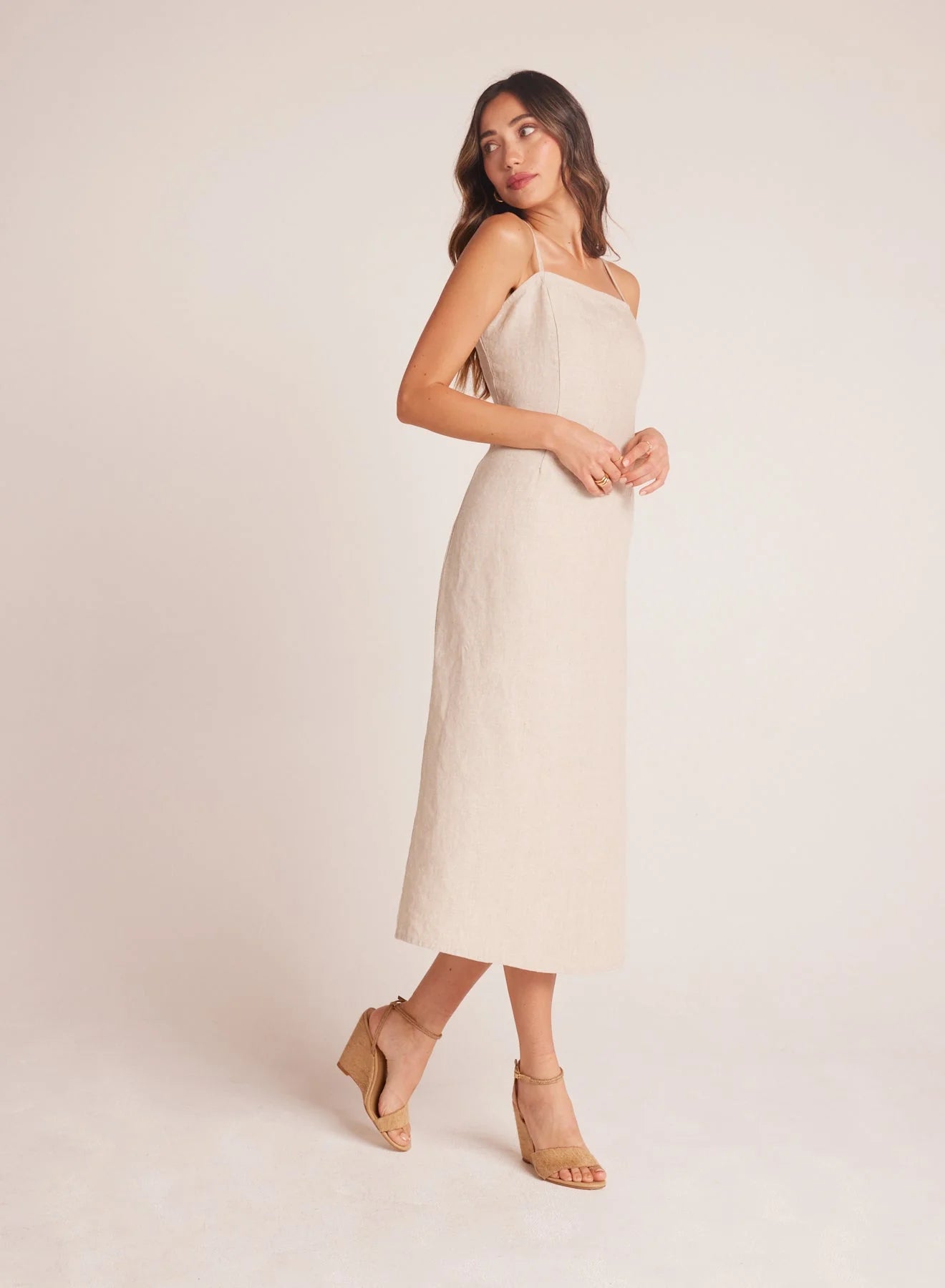 Fitted Cami Midi Dress - Linen Sand - FINAL SALE Versatile midi dresses for all occasions Fitted Cami Midi Dress - Linen Sand - FINAL SALE Versatile midi dresses for all occasions