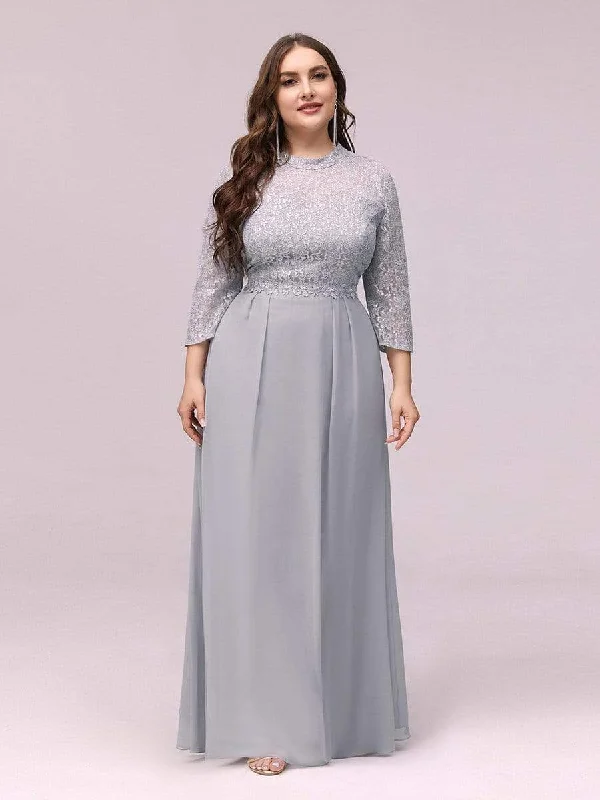 Stylish Plus Size A-Line Chiffon Evening Dress with Lace Glamorous party dresses