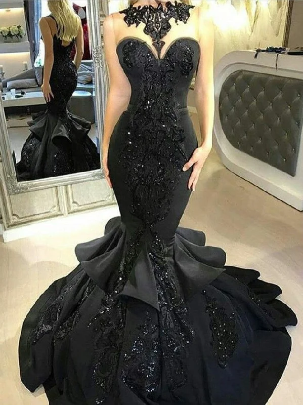 Black Prom Dresses Mermaid Trumpet Chic Prom Dress Sexy Evening Dress JKL1017 Elegant unclassified dresses