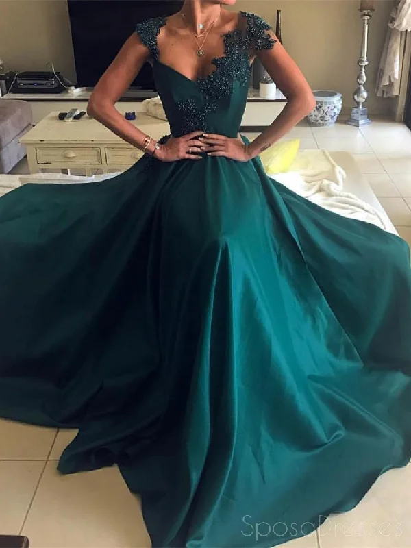 Cap Sleeve Sleeves Emerald Green Evening Prom Dresses, Cheap Sweet 16 Dresses, 18307 Trendy new unclassified dresses