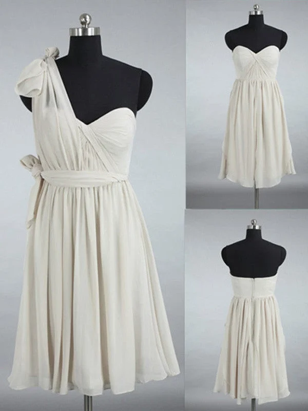 Bridesmaid dresses A-line One Shoulder Knee-length Chiffon Bridesmaid Dresses SP8369 Date night unclassified dresses