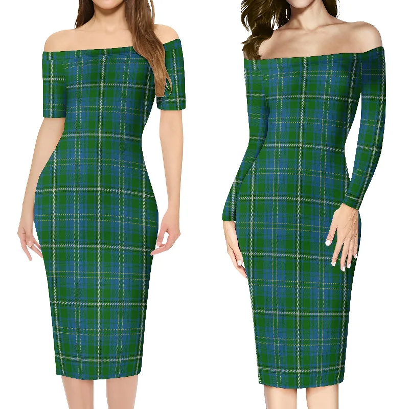 Hay Hunting Tartan Off Shoulder Lady Dress Chic unclassified dresses
