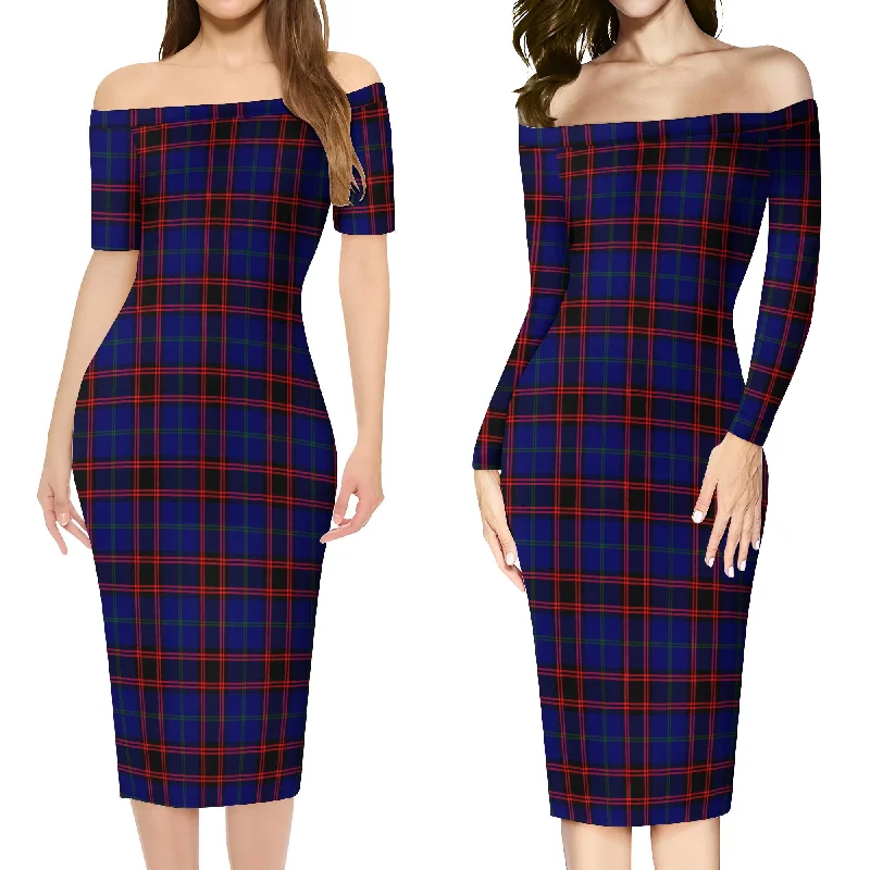 Home Modern Tartan Off Shoulder Lady Dress Stylish unclassified dresses