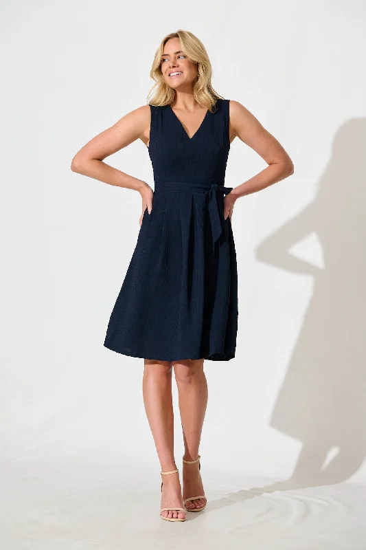 Jardina Dress in Textured Navy Tulle unclassified dresses