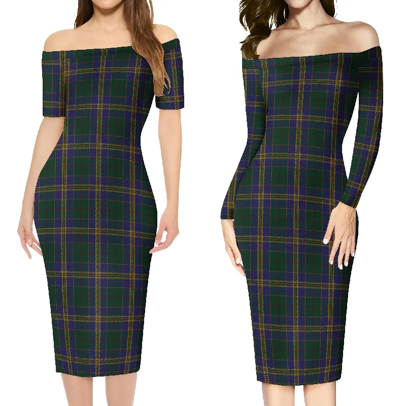 Kilkenny County Ireland Tartan Off Shoulder Lady Dress Designer unclassified dresses