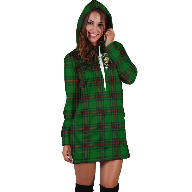 Kirkaldy Tartan Hoodie Dress with Family Crest Metallic unclassified dresses