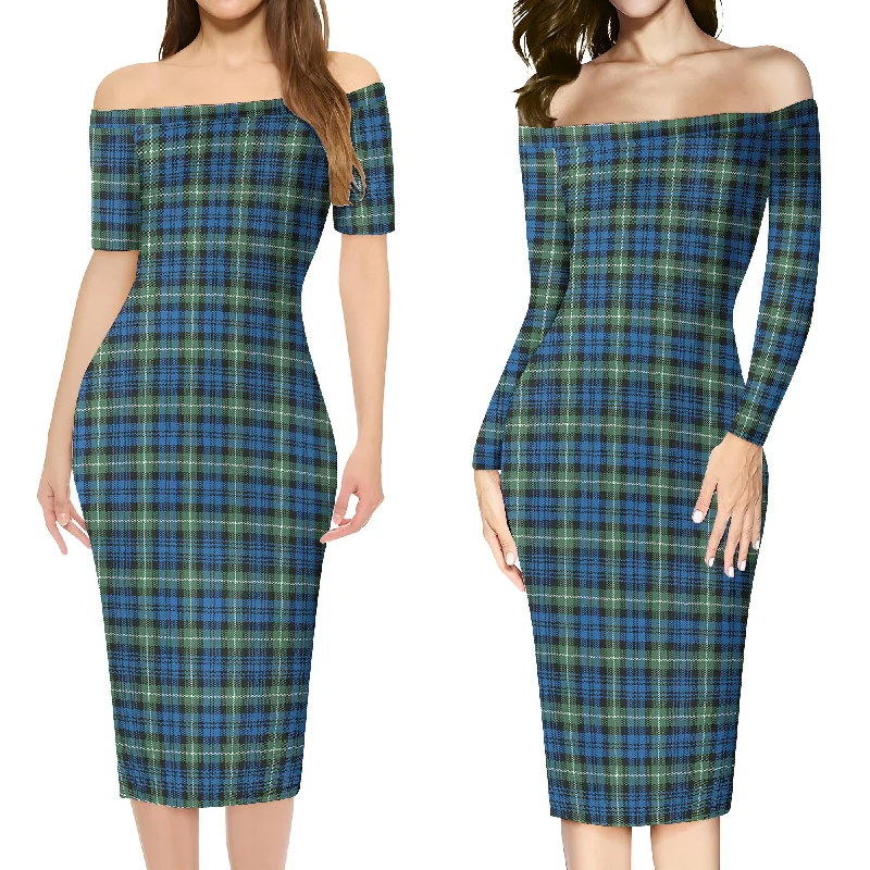 Lamont Ancient Tartan Off Shoulder Lady Dress Trendy new unclassified dresses