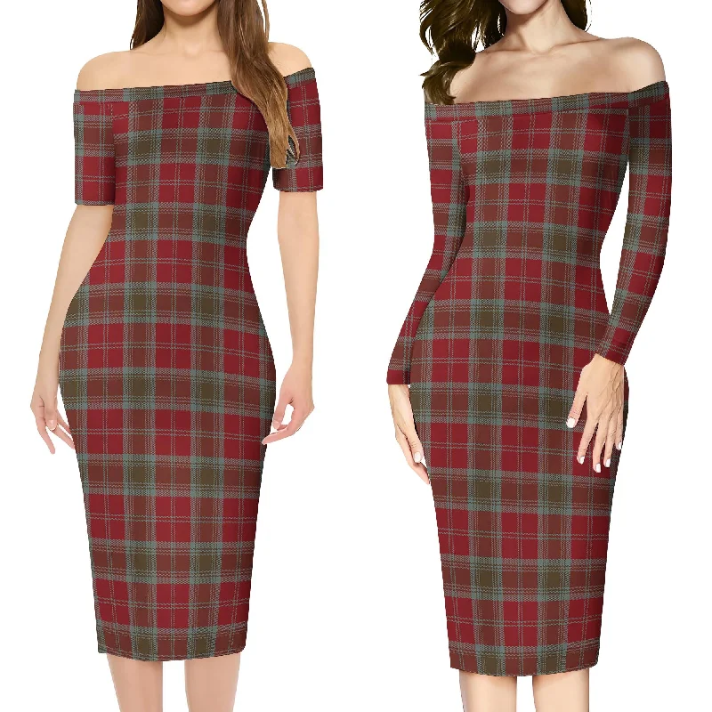 Lindsay Weathered Tartan Off Shoulder Lady Dress Elegant unclassified dresses