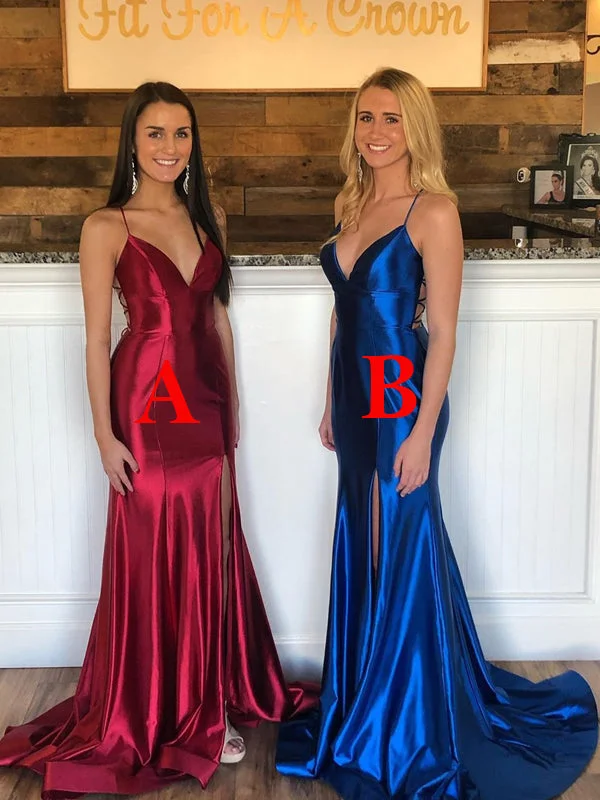 Royal Blue Satin V-Neck Spaghetti Straps Mermaid Prom Dress with Slit JKS8427 Printed unclassified dresses Royal Blue Satin V-Neck Spaghetti Straps Mermaid Prom Dress with Slit JKS8427 Printed unclassified dresses
