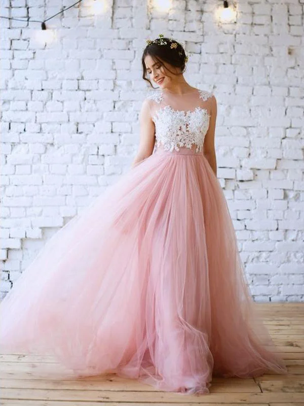 Two Piece Prom Dresses A-line Floor-length Appliques Sexy Prom Dress/Evening Dress JKL424 Monochrome unclassified dresses