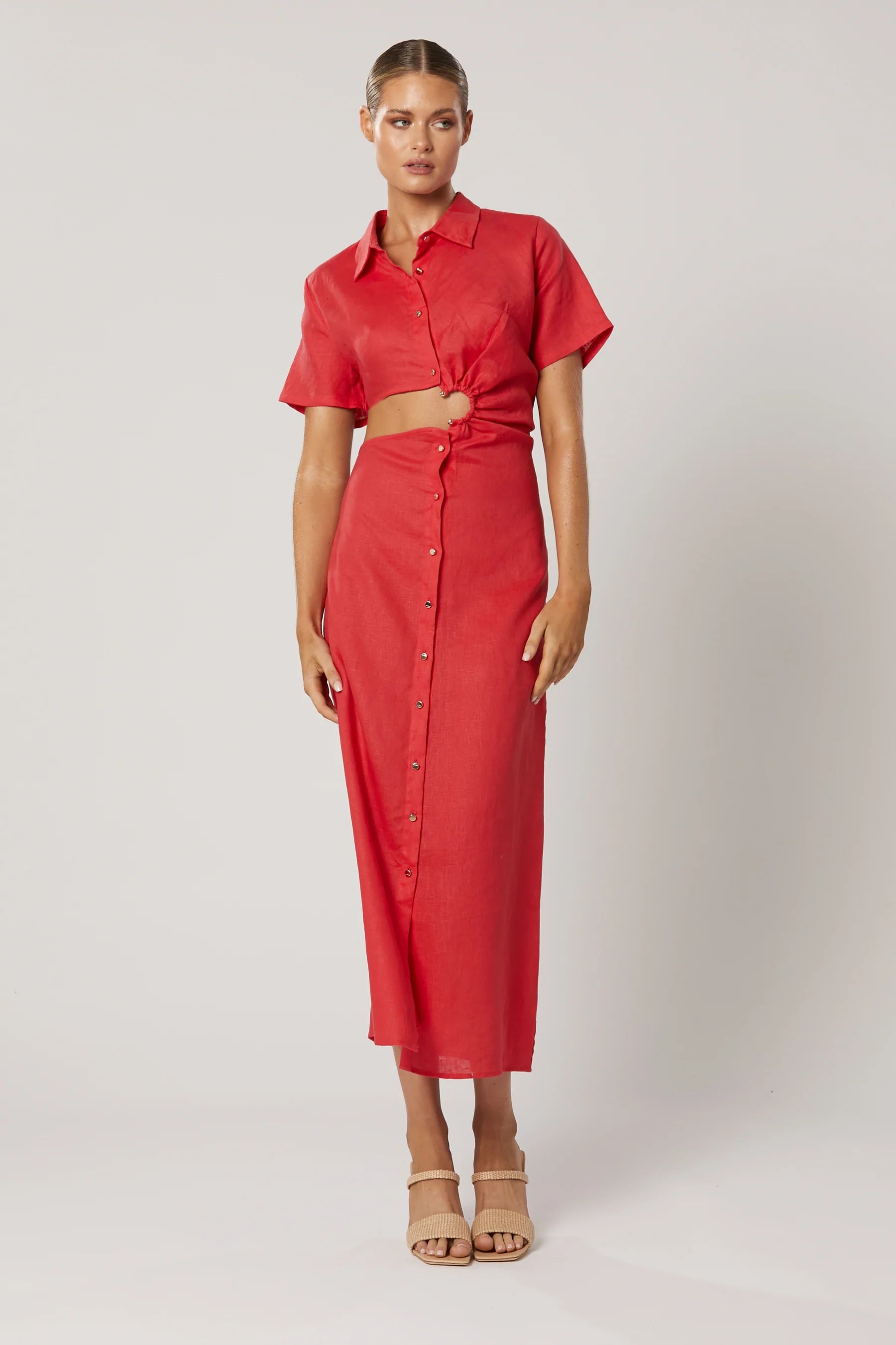Winona Imara Side Cut Dress - Crimson Denim unclassified dresses