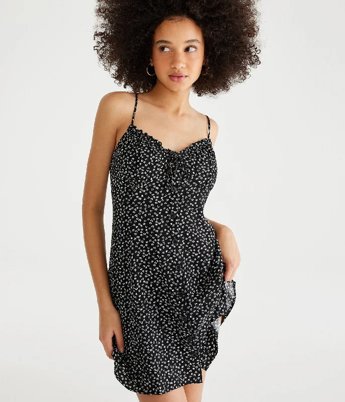 Aeropostale Floral V-Neck Button-Front Mini Dress Lace Mini Skirt