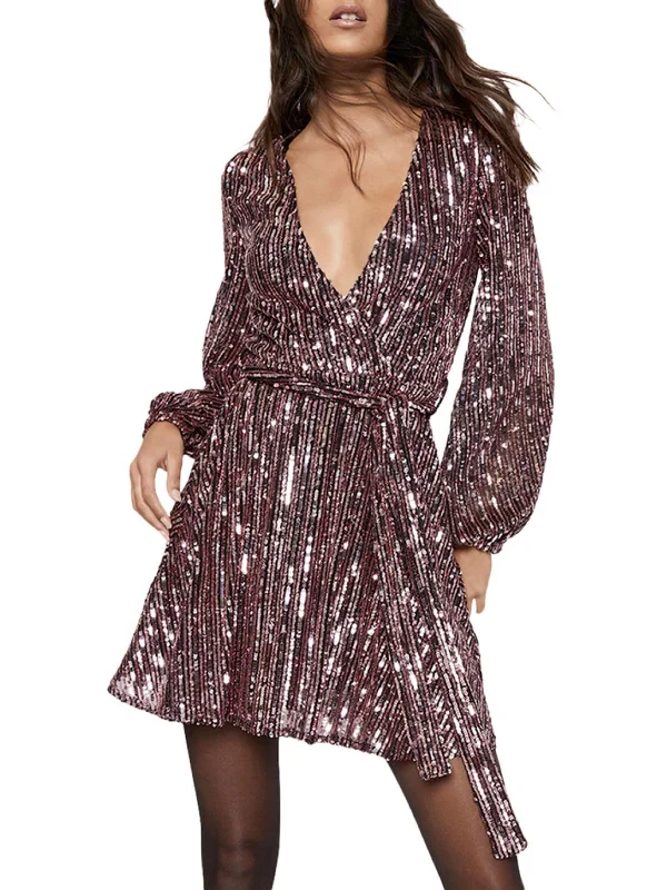 Bellissa Womens Sequined Mini Cocktail and Party Dress Mini Skirt Set