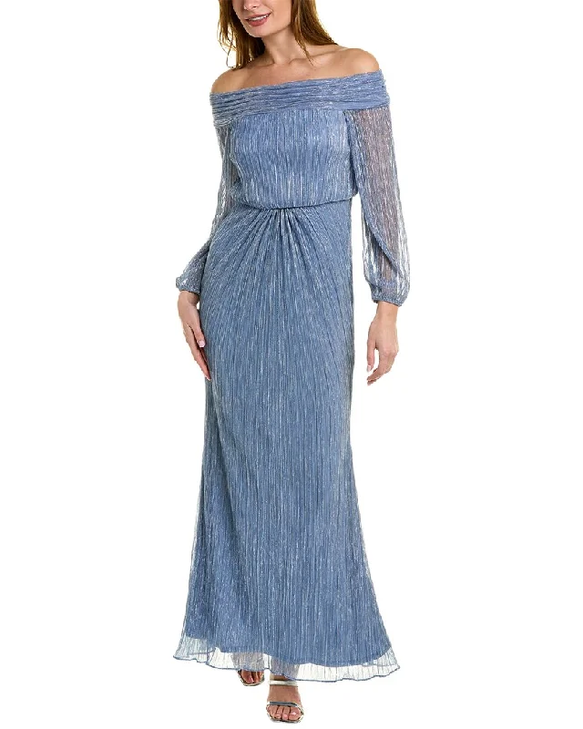 Adrianna Papell Mermaid Maxi Dress Tulle Layered Maxi