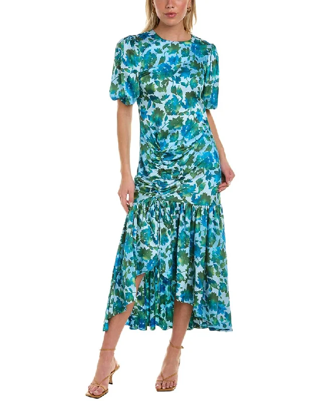 AMUR Trissa Ruched Maxi Dress Printed Long Skirt