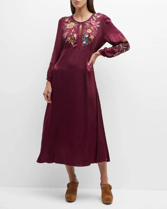 Lani Effortless Maxi Dress in Windsor Wine Printed A-line Maxi