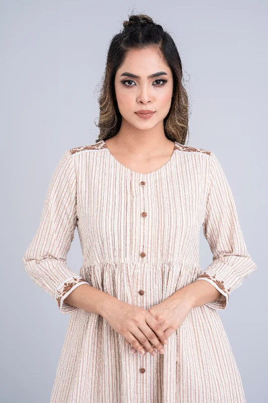 Long-Length Embroidered Ethnic Kurta - One Piece Lace Maxi Skirt