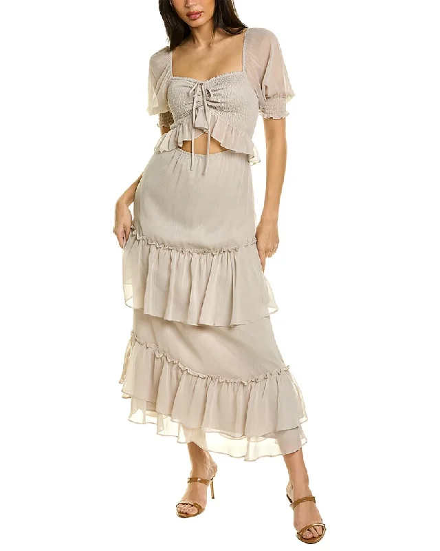 Wayf Elisia Maxi Dress Front Slit Skirt