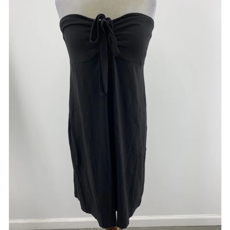 NWT Liz Lange Nena Maternity Black Strapless Summer Midi Dress Womens Size 5 Ruffled Skirt Midi