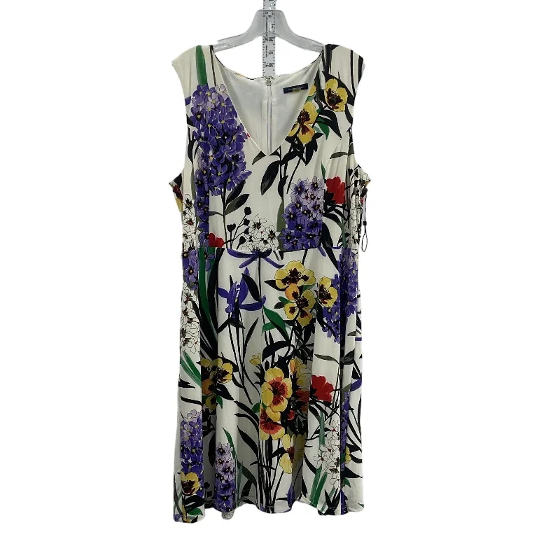 Tommy Hilfiger White Floral Print Women's Shift Dress Midi Size 16 Polyester Boho Midi Skirt Tommy Hilfiger White Floral Print Women's Shift Dress Midi Size 16 Polyester Boho Midi Skirt