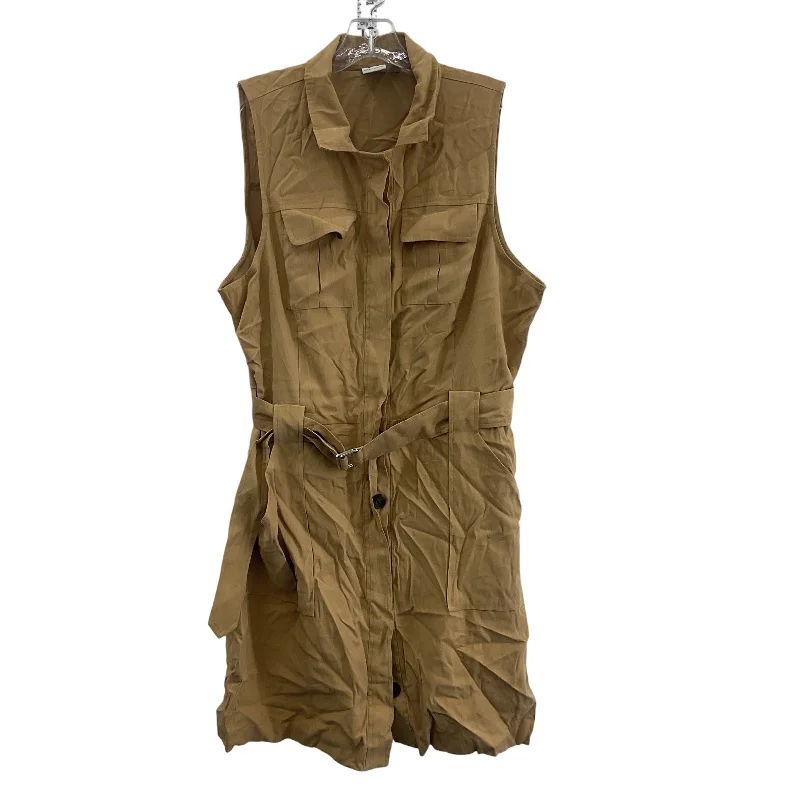 Worthington Women's Safari Tan Midi Shirt Dress, Rayon, Size L - Preowned Button Midi Skirt